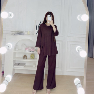 Audy Set | Setelan Wanita Lengan 7/8 | Setelan Wanita Celana Cutbrai