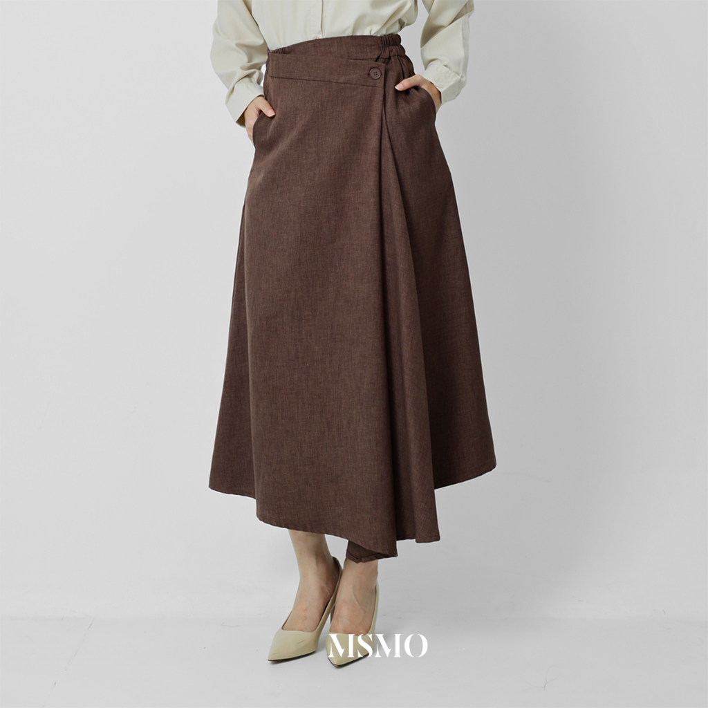 MSMO Velma กระโปรงกระโปรงยาวผู้หญิงกระโปรงแม็กซี่สไตล์เกาหลีลําลองทํางานอย่างเป็นทางการวิทยาลัยสีน้ํ