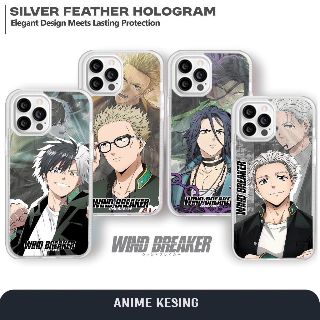 กรณี Wind Breaker WB01 สําหรับ Oppo A5X A5 PRO A3X A3 PRO A5i A60 A36 A76 A18 Silver Feather โฮโลแกร