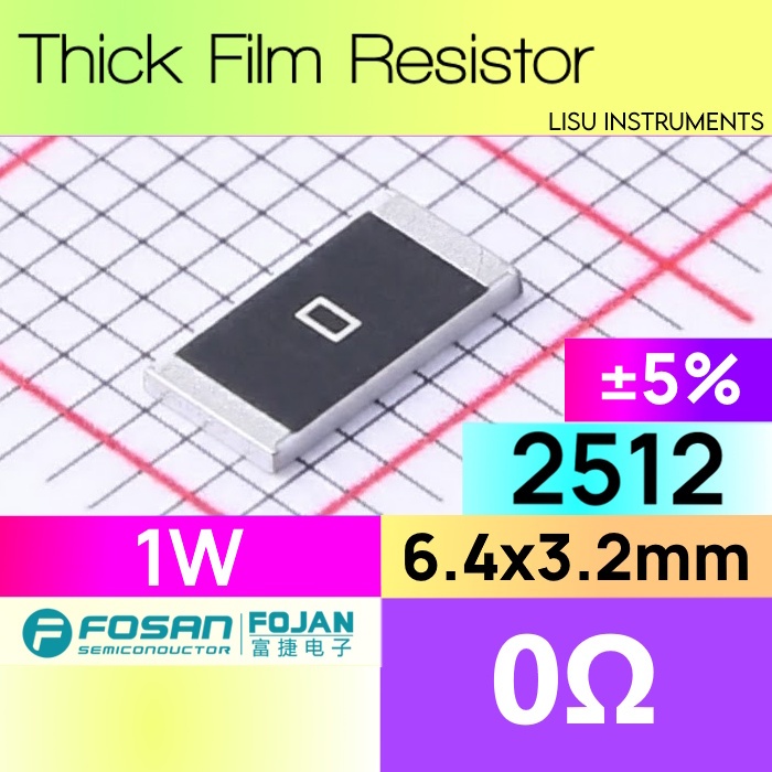 0R 2512 1W ±5% ตัวต้านทานฟิล์มหนา SMD 0 FOZAN FRC2512P000 TS