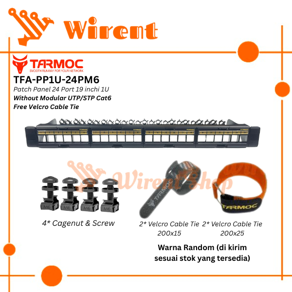 Tarmoc TFA-PP1U-24PM6 | 24 พอร์ต UTP Cat5 Cat6 แผงแพทช์โดยไม่ต้องผูก Velcro ฟรีโมดูลาร์