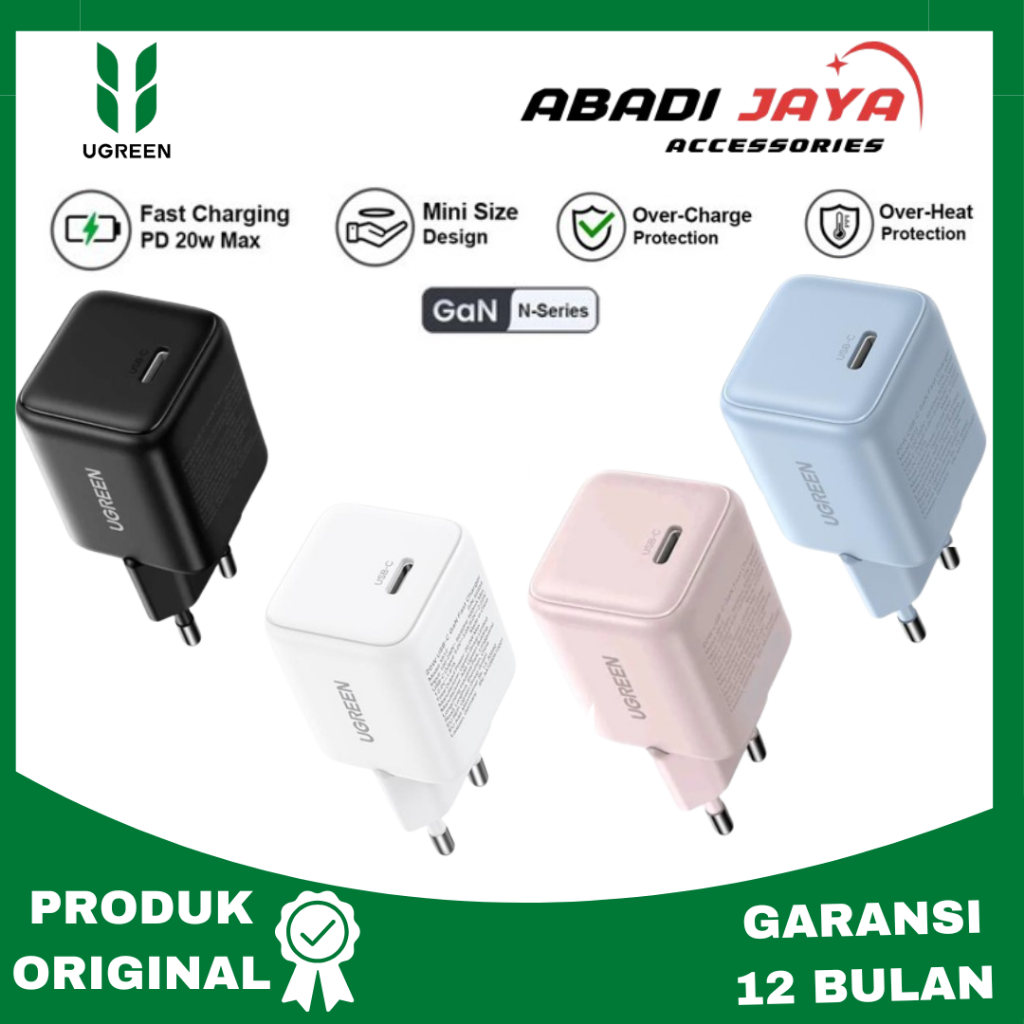 UGREEN GAN SERIES 20W Type-C Fast Charging CHARGER ADAPTER 55553 / 55554 / 55555 / 55556
