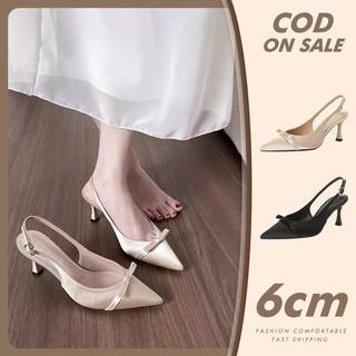 3 Inch Sandal Heels Wanita French Style 2025 New Model Kitten Heel Pointed Toes Closed Toe