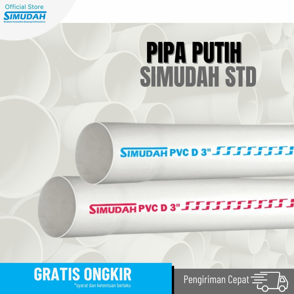 (READ DESCRIPTION) STANDARD WHITE PVC SIMUDAH PIPE D 2 นิ้ว 3.9 เมตร