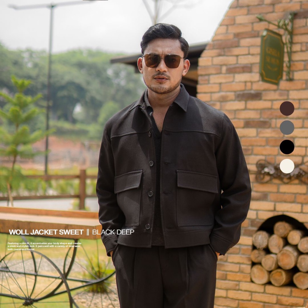 Starline - เสื้อแจ็คเก็ตผ้าวูล Sweet Black Deep