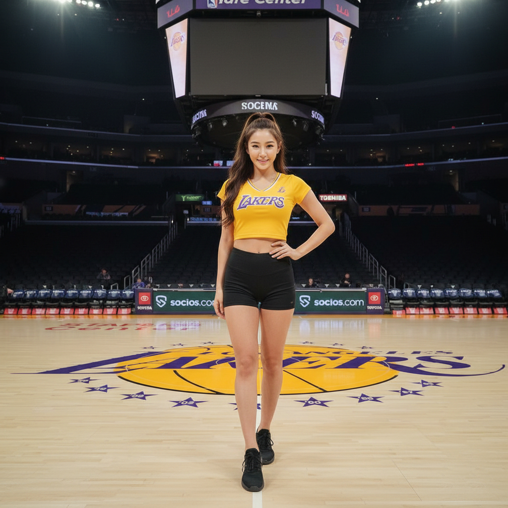 LAKERS สีเหลืองผู้หญิง BASKETBALL CROPTOP JERSEY