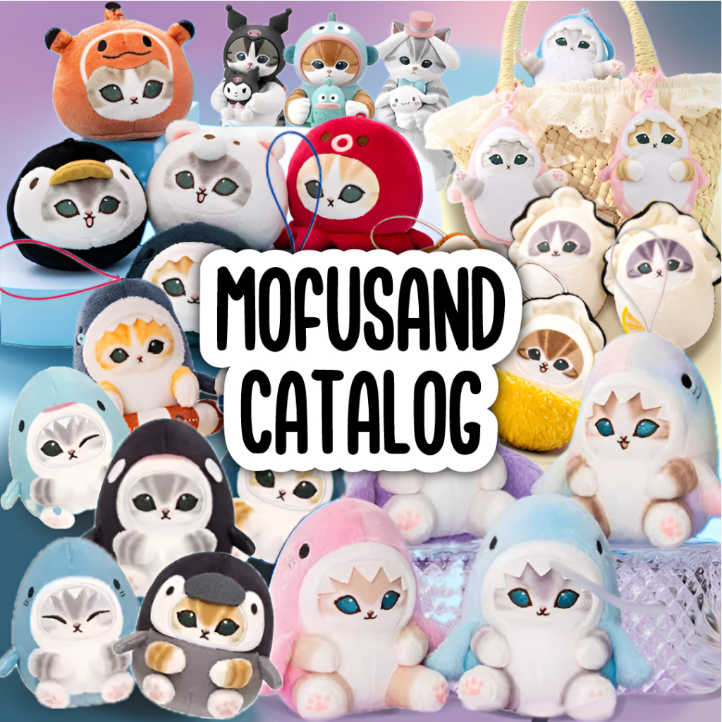 [Update New Series] Mofusand Shark Orca Whale Penguin Mini Plush Bagcharm Pink Blue Keychain