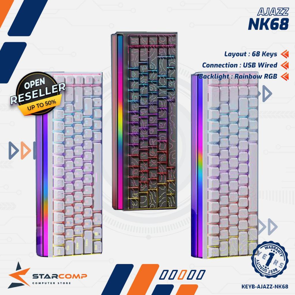 Ajazz x Nacodex NK68 / NK-68 คีย์บอร์ดแบบมีสายสีสันสดใสพร้อมกล่องแสง RGB โดยรอบด้านข้าง