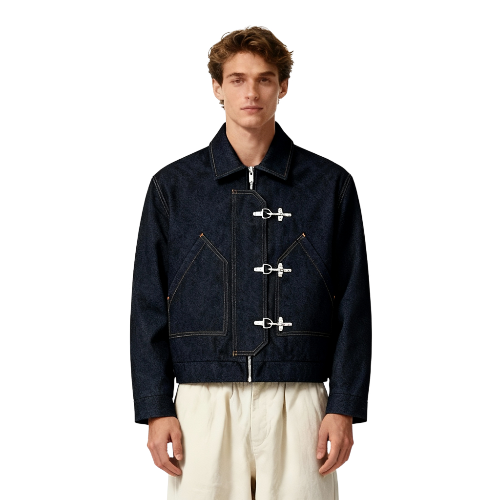 AFTERALL Fireman Clasp Jacket Denim FLAMES เสื้อแจ็คเก็ตทํางาน Denim Fireman