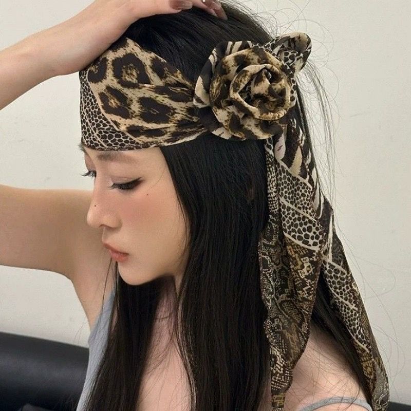 RCS - กิ๊บติดผมคอผ้าพันคออเนกประสงค์เสือดาว y2k พรีเมี่ยมเสือดาว dot