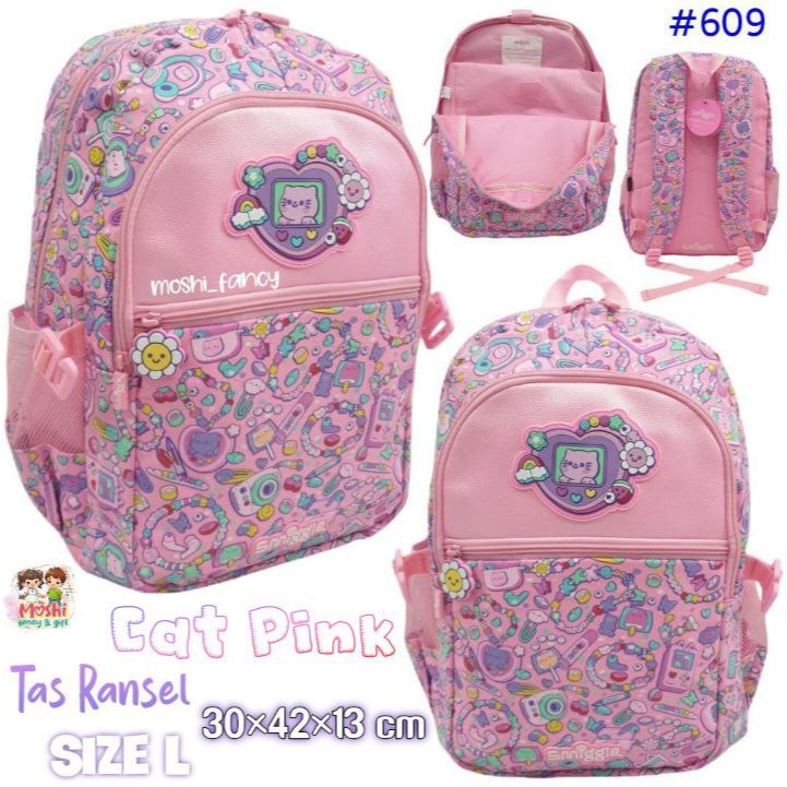 Supercat Bag size L / Senior Cat Backpack / Pink Cat Motif School Bag ไซส์ SD