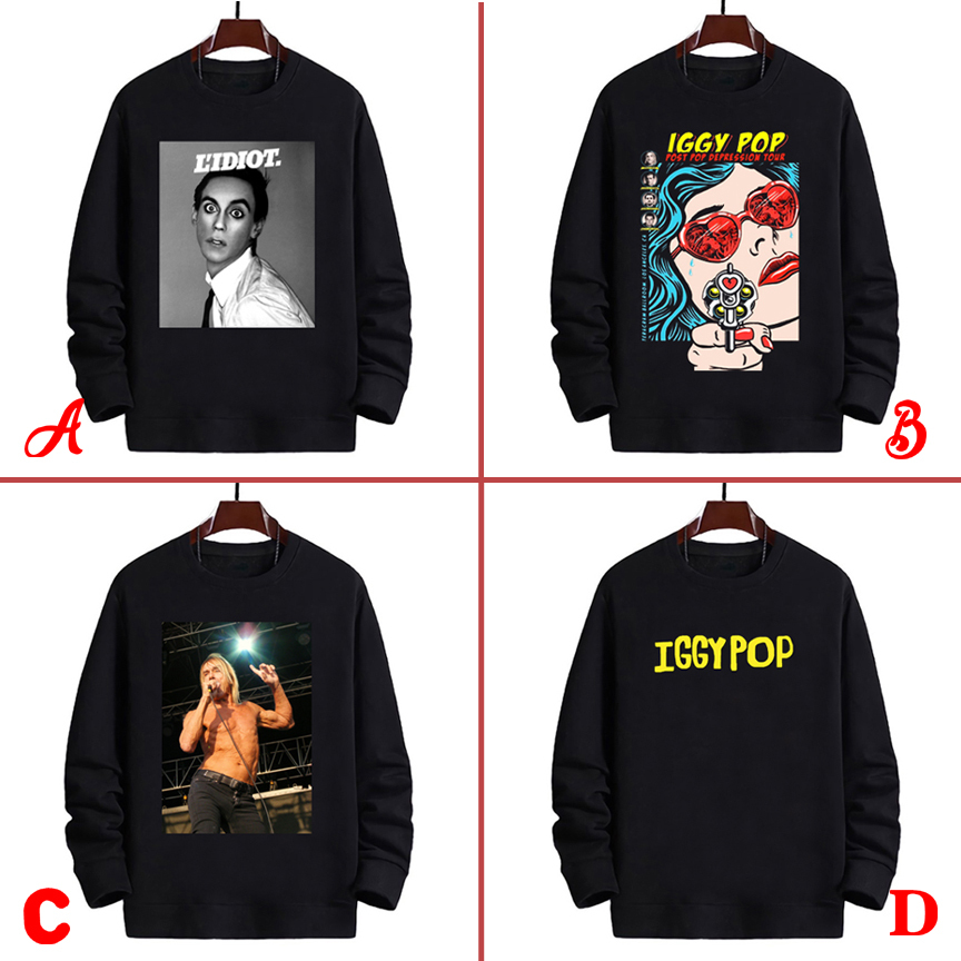 เสื้อสเวตเตอร์ Iggy Pop Crewneck วัสดุผ้าฟลีซ