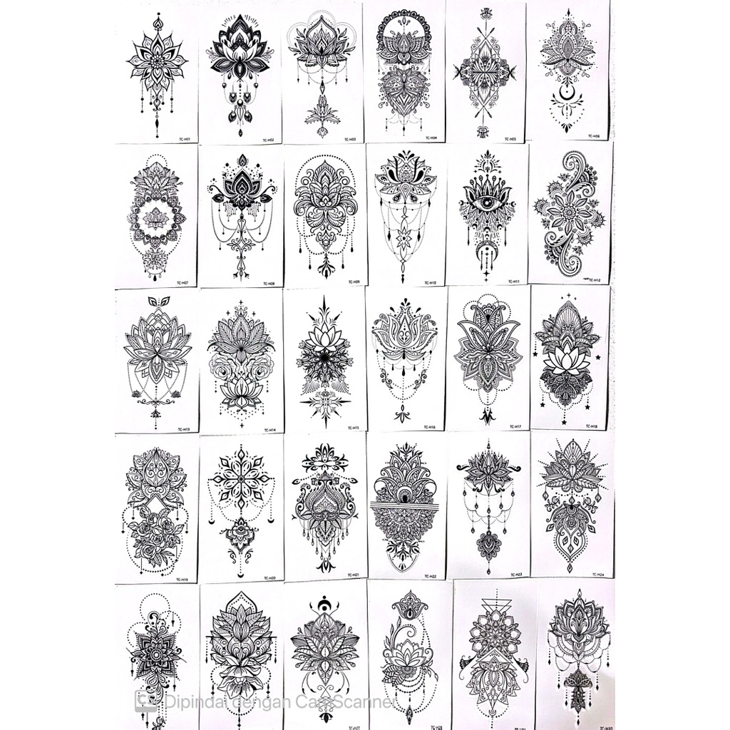 Mini Henna Tattoo รหัส TC-H| รอยสักแขนหน้าอกร่างกาย Unisex ขนาด 6x10ซม | กันน้ํา 2-4 วัน | ภาพจริงชั