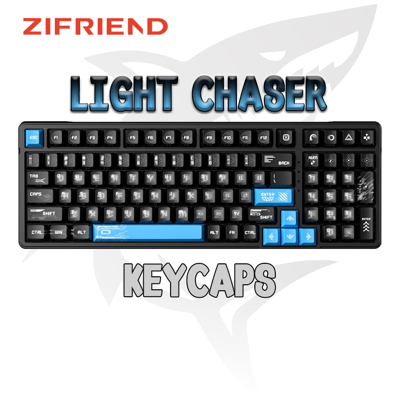 ZINFRIEND Light Chaser Keycaps 126 คีย์ Dye Sublimation Cherry Profile ชุดสําหรับ DIY คีย์บอร์ด Keyc