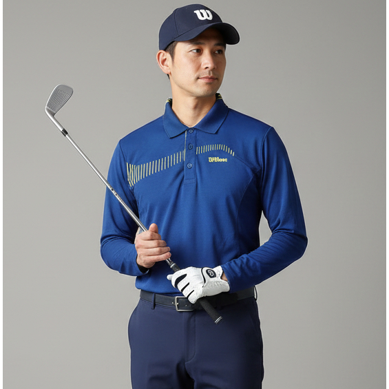 WILSON BLUE Golf Shirt เสื้อยืดคอปกโปโล Padel Dryfit Tennis Jersey - สําหรับผู้ชาย