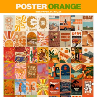 ORANGE AESTHETIC RETRO โปสเตอร์ติดผนังสําหรับวัยรุ่น