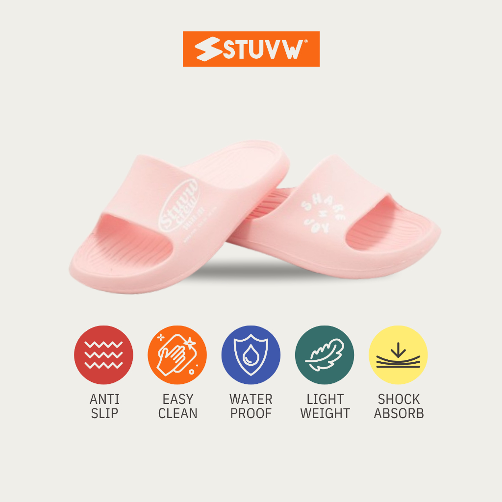 STUVW Pink Gummy Sandals - รองเท้าแตะผู้ชายและผู้หญิงที่สะดวกสบายทําความสะอาดง่าย