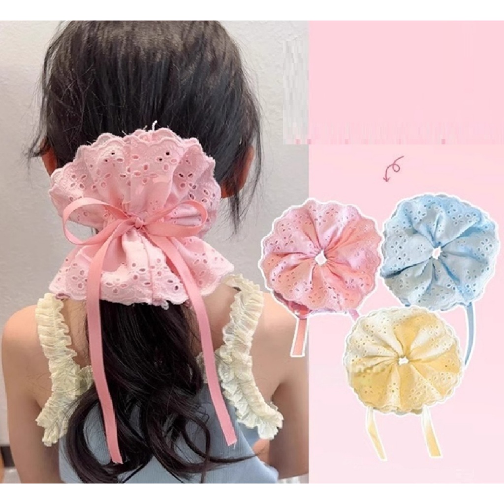 RTS ผ้าผูกผมสําหรับเด็กและวัยรุ่น / เครื่องประดับผมพร้อมผ้าผูกคอลูกไม้และเชือกรูด