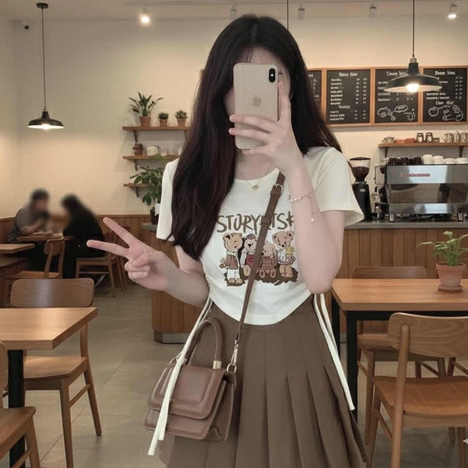 Crop Sirut Story RIB (LD 88, PJ 43) -01เสื้อครอปเชือกรูดแขนสั้น