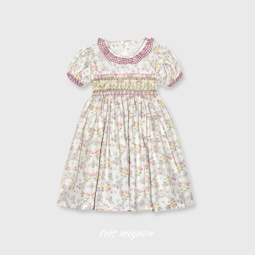 Tres Mignon - Audrey Handsmock Dress for Girls อายุ 1-6 ปี Classic Vintage Premium