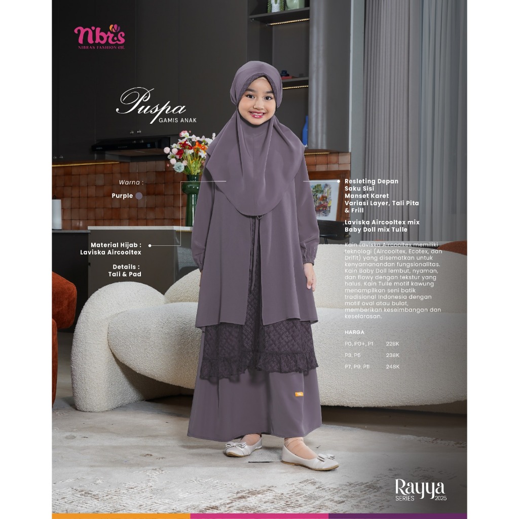 BAZAR NIBRAS CHILDRENS GAMIS HIJAB SET ขนาด 3 ปี