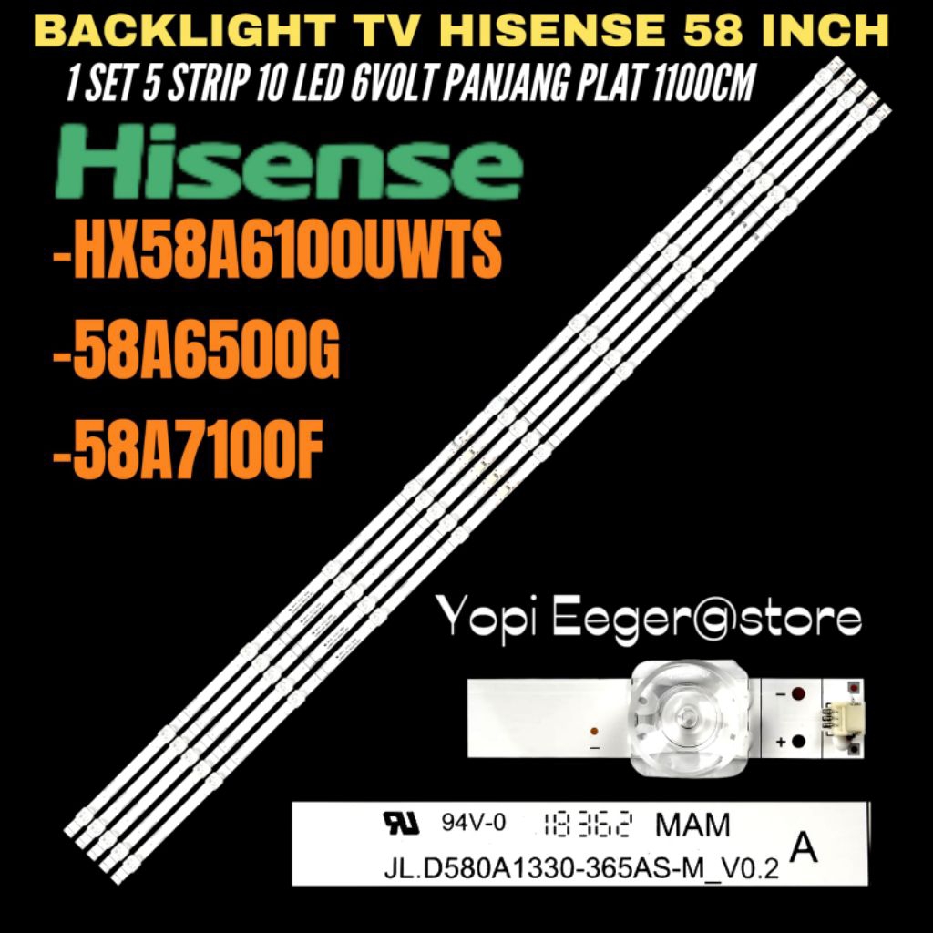 HISENSE 58 INCH LED TV BACKLIGHT HX58A6100UWTS 58A6500G- 58A7100F HISENSE 58 INCH TV BACKLIGHT