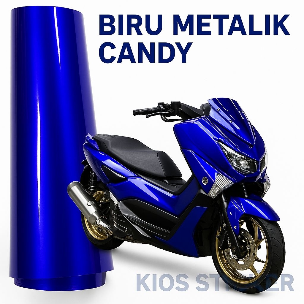 Metallic Blue Candy Glossy Premium Wrap รถสติกเกอร์ตัดไวนิล