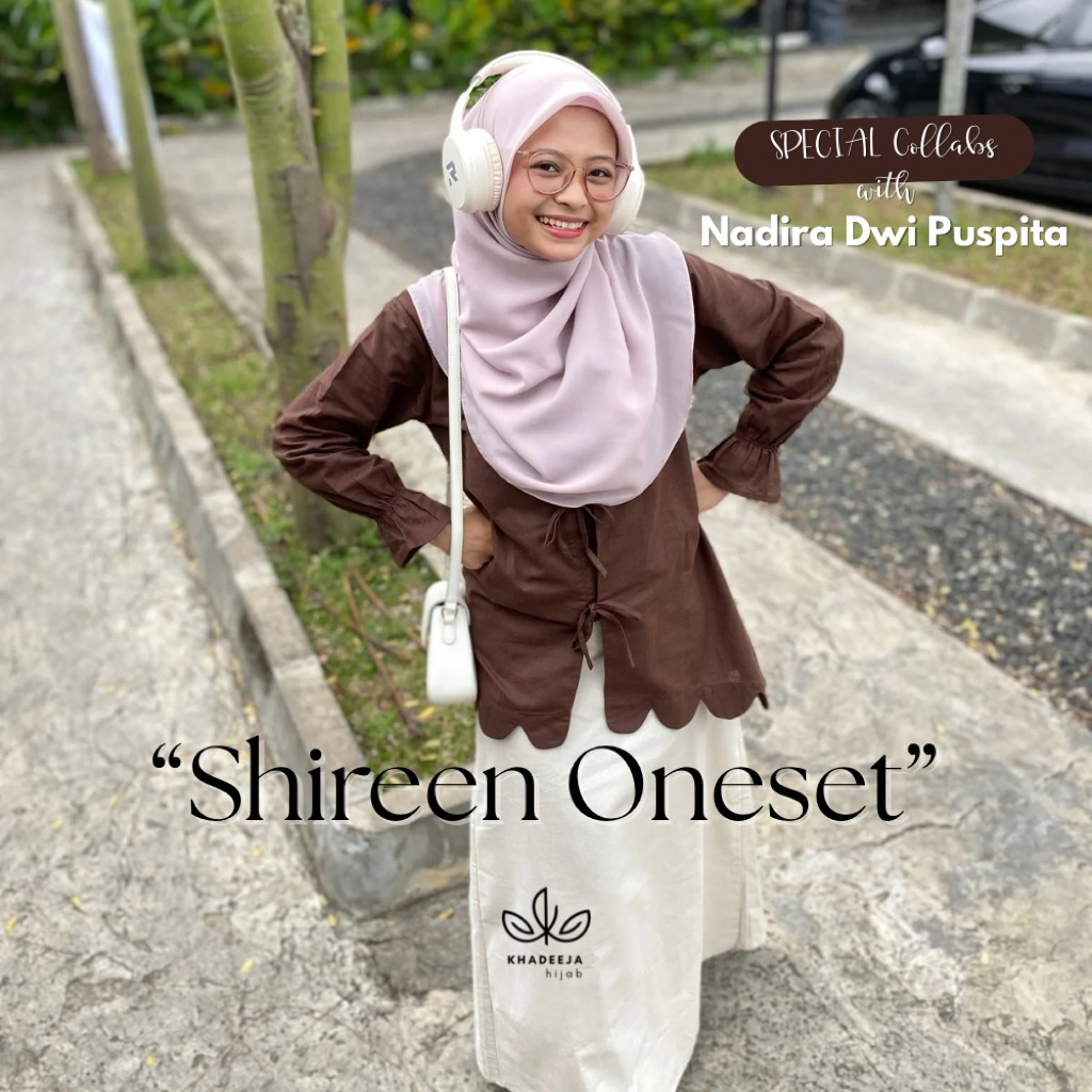 Khadeeja Hijab x นาเดียระ | ชิรีน หนึ่งชุด | เสื้อคลุมผ้าลินิน | EID CLOTHES เสื้อท็อปผู้หญิง | One 