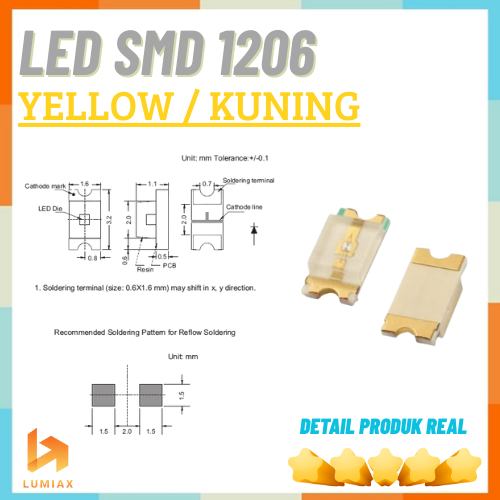 SMD LED 1206 สีเหลือง/เหลือง smd type 1206