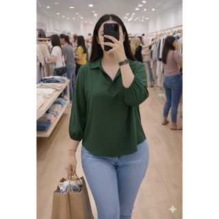 PROMO Kemeja Crinkle Wanita Polos Lengan Panjang