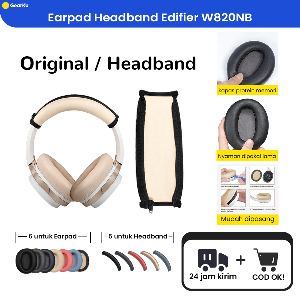 Edifier W820Nb Earcup Earpad แผ่นรองหูฟังโปรตีนผิวโฟมหน่วยความจํานุ่มป้องกันเสียงรบกวน