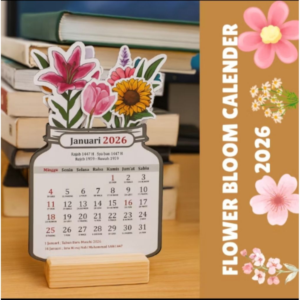 2026 CALENDAR AESTHETIC 2026 DESK CALENDAR FLOWER BLOOM