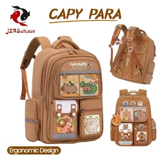 Jzr Suitcase Tas Sekolah Capybara Anti Air / Tas Anak Tas Ransel Anak Sekolah Terbaru Unisex – Ringan, Kapasitas Besar, Tahan Air-C004