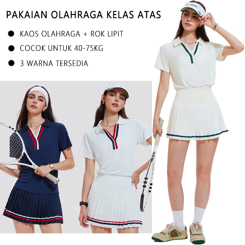 เสื้อโปโล / Skort (พร้อมสั้น) – Set Tennis Padel Outfit Women/ชุดกีฬาระดับไฮเอนด์
