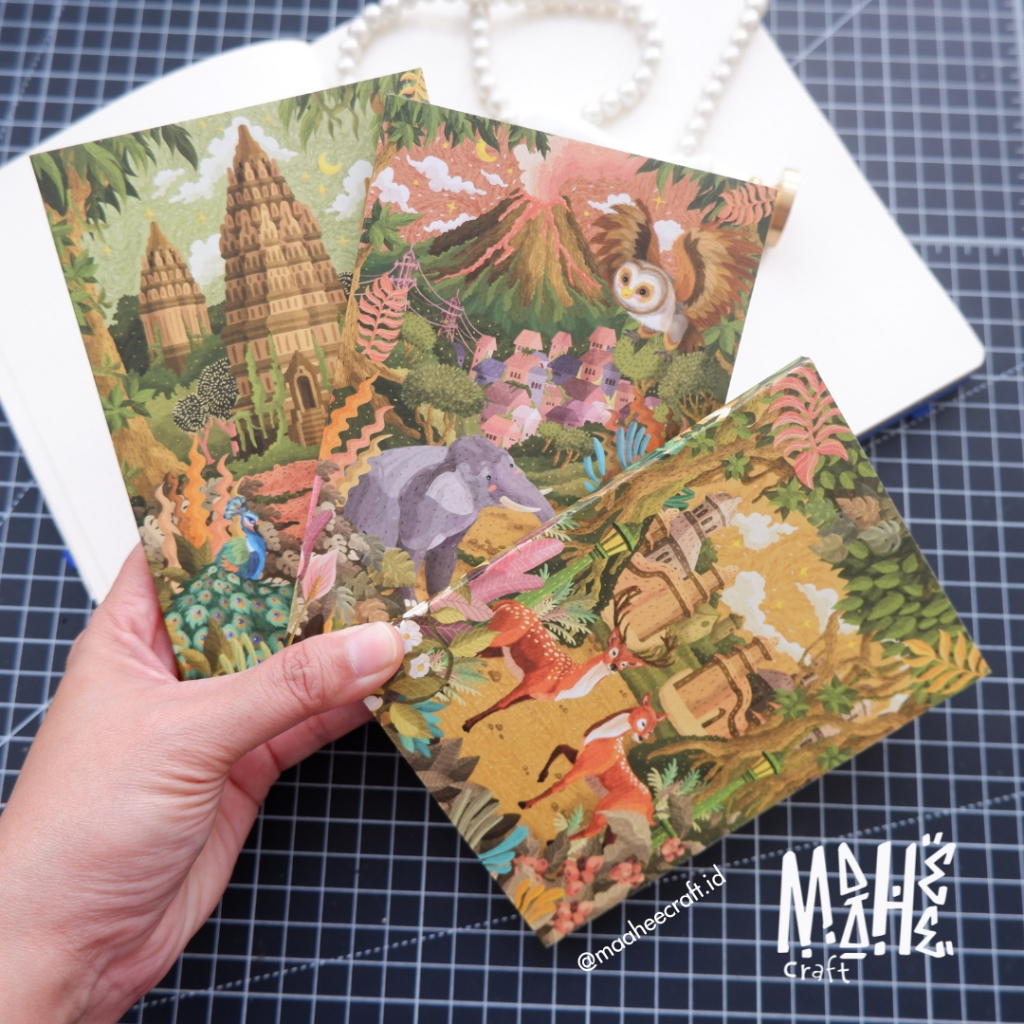 MAAHEE Notebook A6 / Plain A6 Notebook พร้อมภาพประกอบสัตว์และอินโดนีเซีย Jogja
