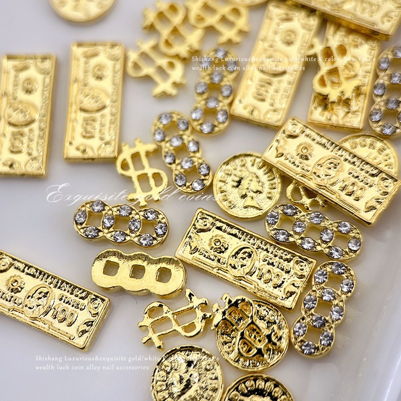 MATA 1 ชิ้น eye nail charm DOLLAR YEN COIN MONEY 18 รุ่นเพทาย