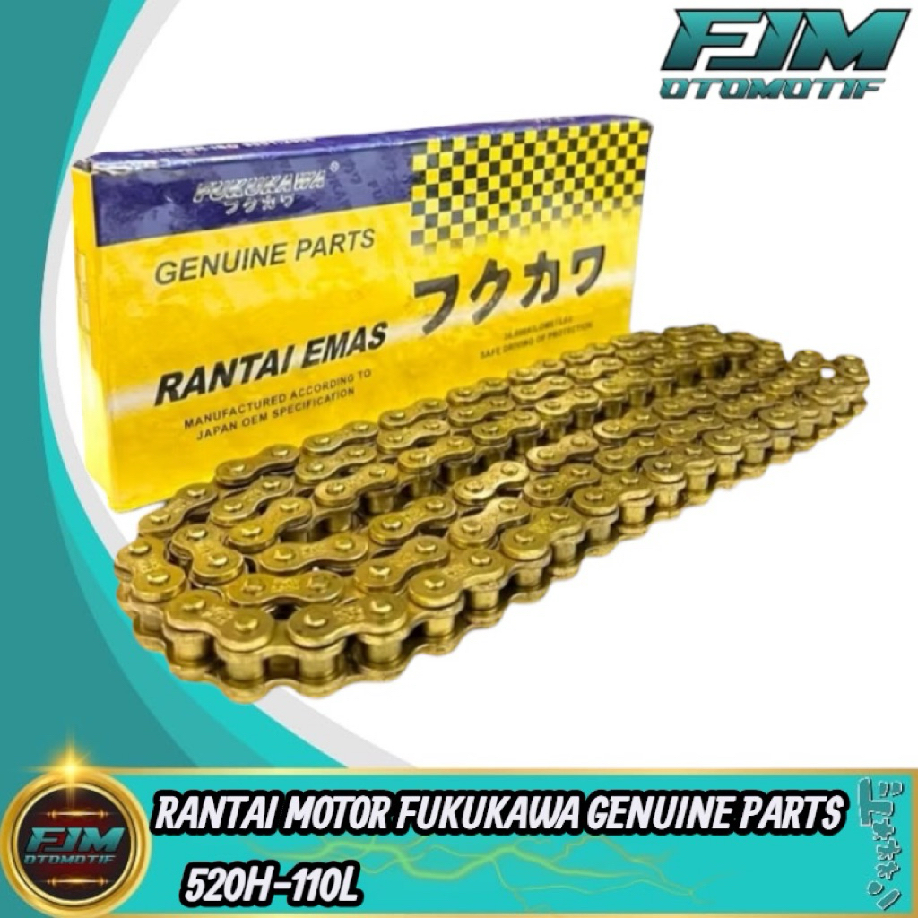 Fukukawa โซ่รถจักรยานยนต์สีทอง 520-110L Tiger Ninja RR Ninja 250 Ninja 250 Fi CBR 250 Original Fukuk