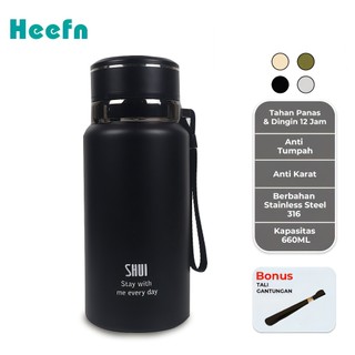 Heefn 660ML Termos Air Vacuum Flask Botol Minum Stainless Tahan Panas dan Dingin Tumbler Stainless