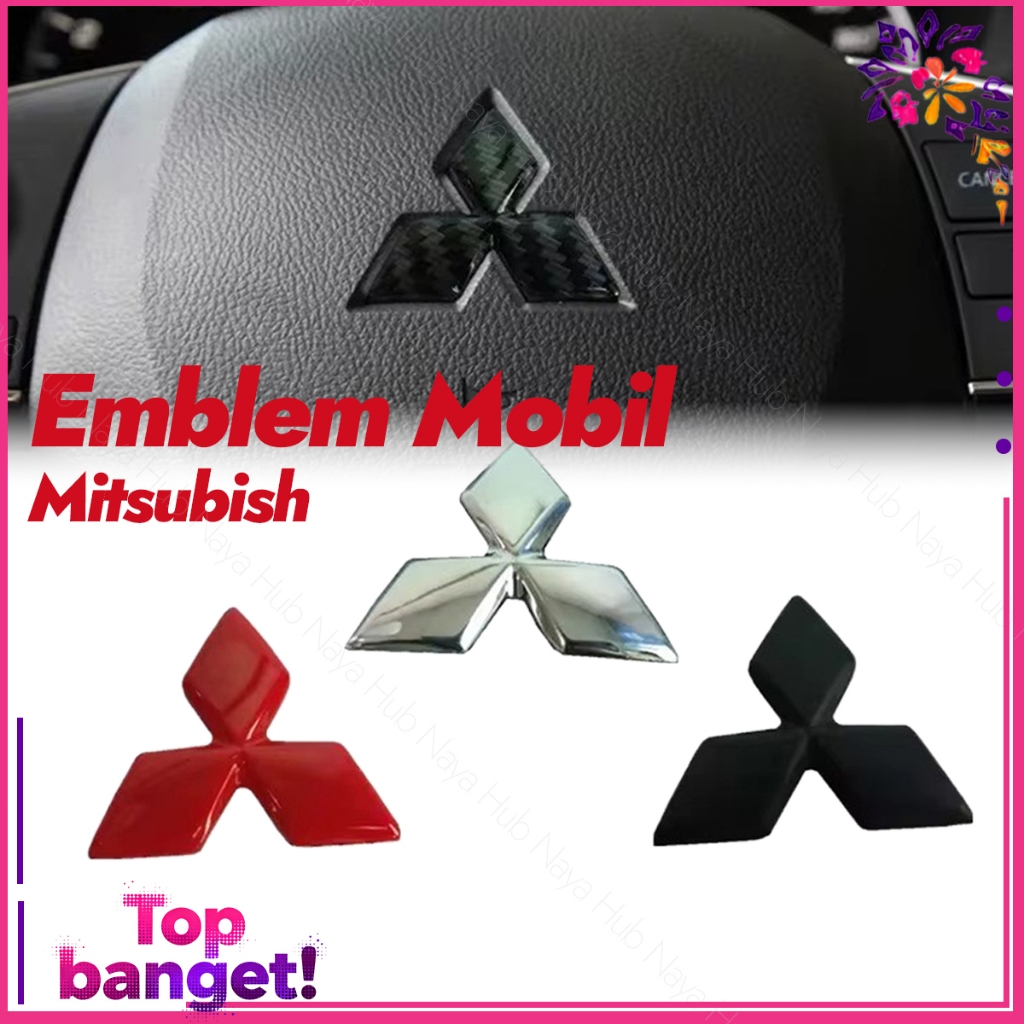 สติ๊กเกอร์ ABS โลโก้สัญลักษณ์พวงมาลัยกลาง Mitsubishi Xpander Lancer Pajero L200 Outlander Eclipse AS