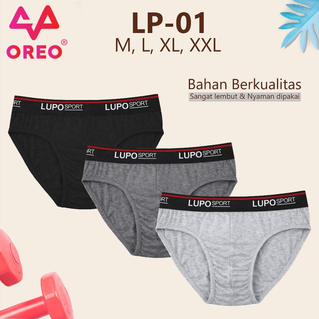 KATUN LUPO [6 ชิ้น] LP-01 MENS UNDERWEAR BRIEF TRIANGLE COTTON MISTY RUBBER SPORT
