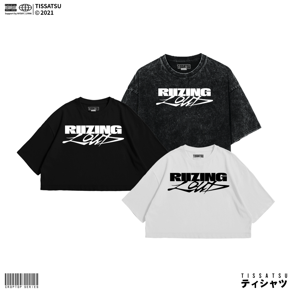 TISSATSU Crop Top RIZE Oversize Washed / Wash Crop Tee Slimfit RIZE-1