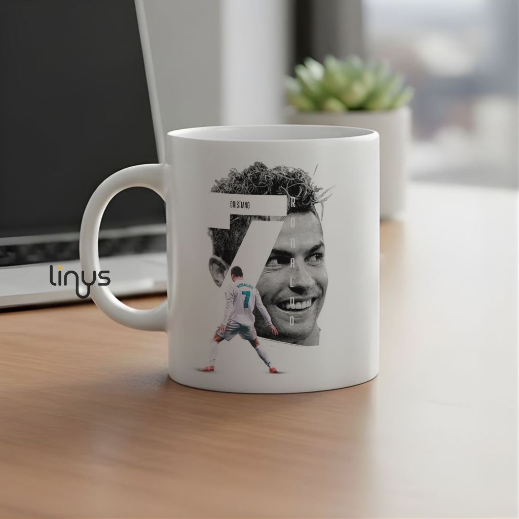 Ronaldo CR7 แก้วศิลปะใบหน้า Cristiano Ronaldo 7 Cup
