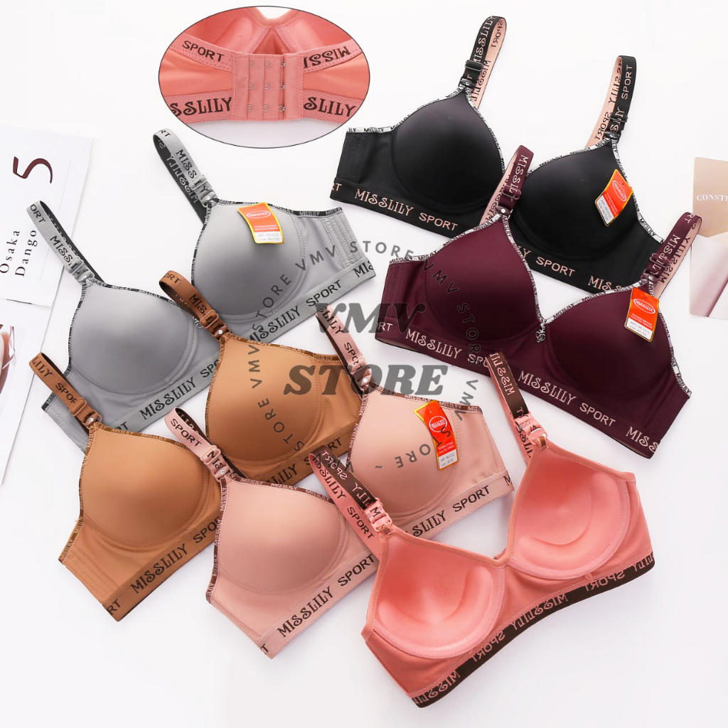 Misslily ML 0101 Large Cup B Sporty Underwire Bra 3 Hooks Womens Bra