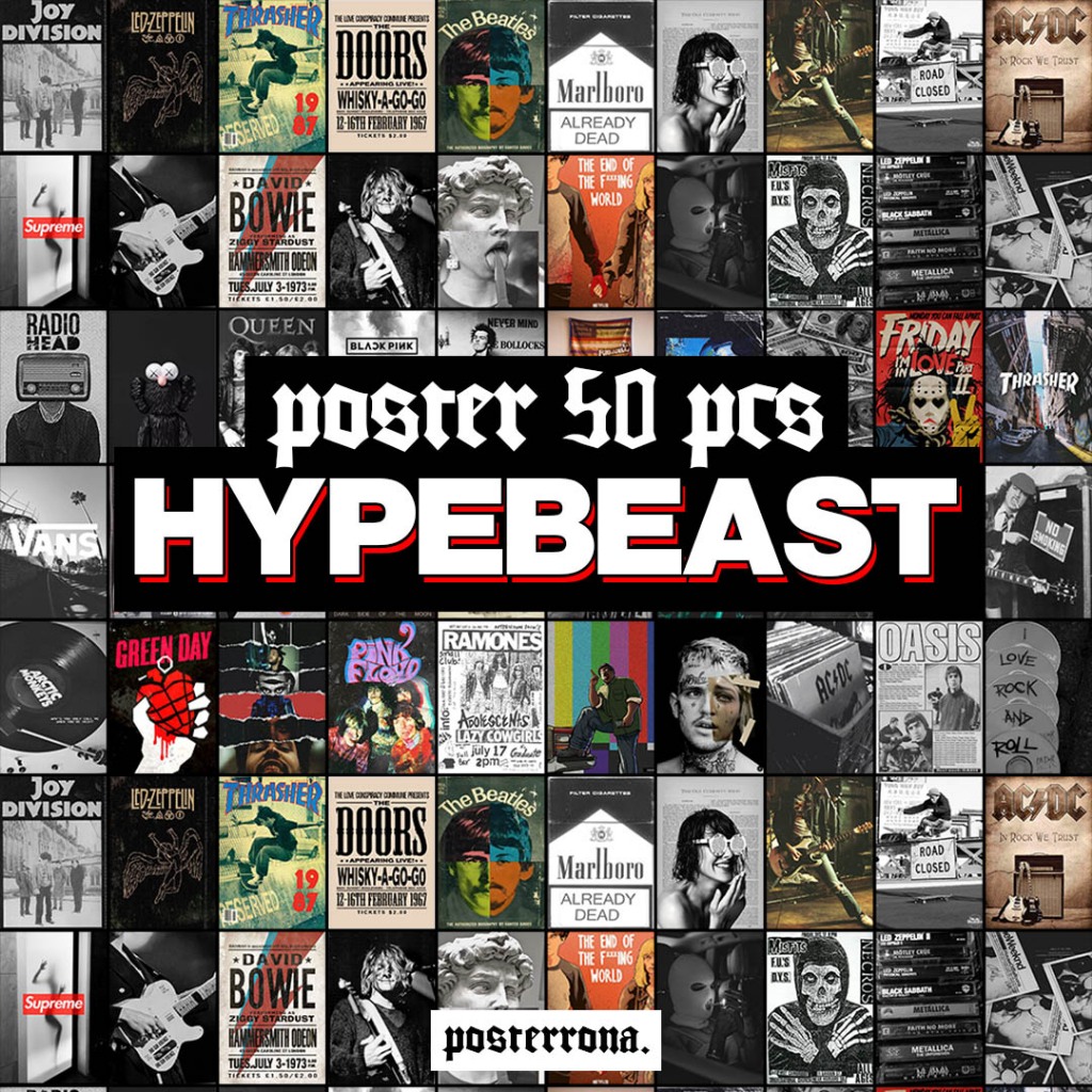 โปสเตอร์ความงาม Hypebeast Monochrome BW 50 ชิ้น | สติ๊กเกอร์ติดผนังห้องนอน