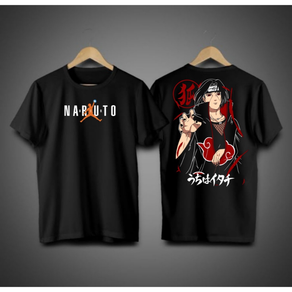 เสื้อยืดพรีเมี่ยม Distro สําหรับผู้ชายและผู้หญิง เสื้อยืดโลโก้ naruto uchiha itachi