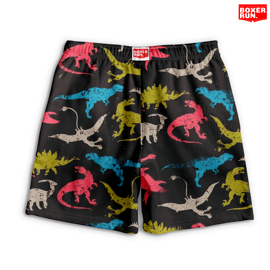 Boxerrun - กางเกงขาสั้นพิมพ์ลายไดโนเสาร์ขั้นพื้นฐาน| BOXER BOXER | สีคัลเลอร์ | ผู้ใหญ่และเด็ก | ผู้