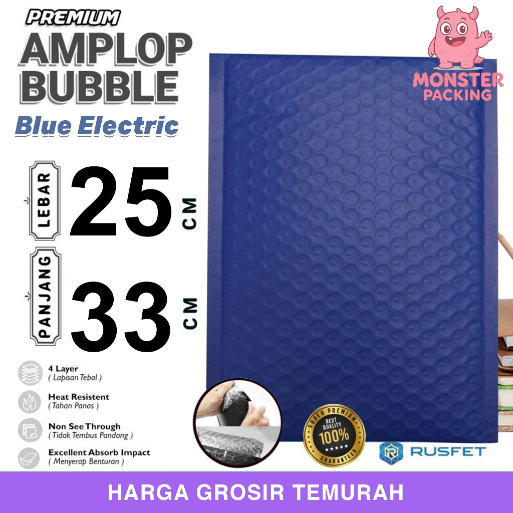 บรรจุภัณฑ์ฟอง Online Bubble Mailer Polybubble Blue Electric Envelope 25x33 ซม.หน่วย