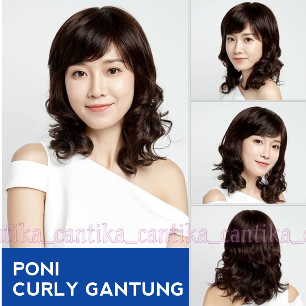 BEAUTIFUL FULL ผู้หญิง WIG สั้น CURLY ผมแขวนกับ BANGS 40 ซม.สั้น CURLY ผู้หญิง WIG ผม 40 ซม.คุณภาพสู