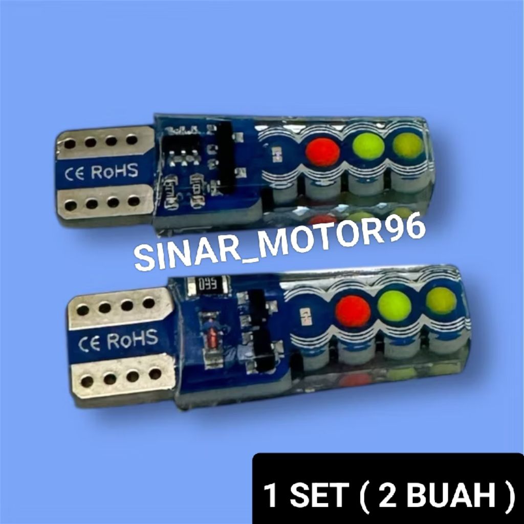 LED JELLY FLASH TURN SIGNAL LIGHT BULB 4 สี RGB 8 LED คุณภาพสูง