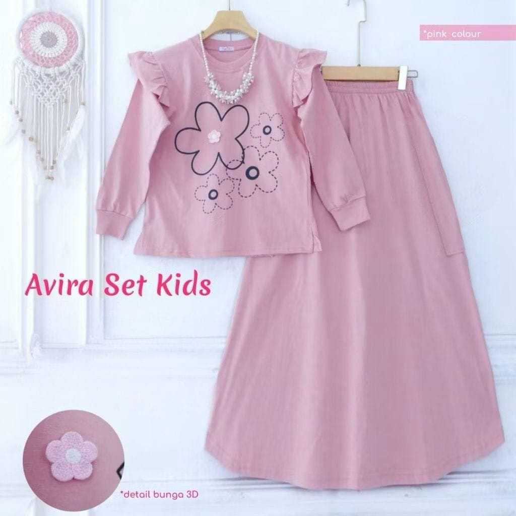AVIRA SET KIDS FLOWER BROSS (7 ปี-15 ปี) CRINKLE PRINTING CARGO SKIRT | การยืดตัวของ AVIRA | ONE SET